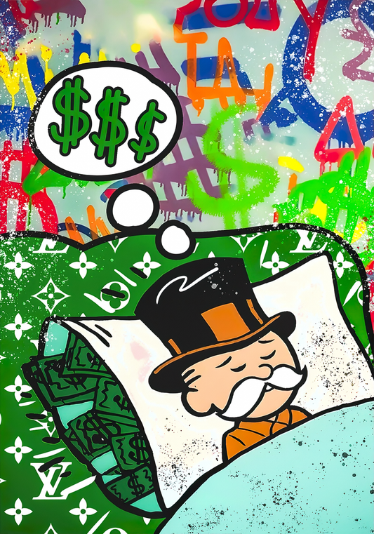MONEY NEVER SLEEPS WALL ART
